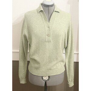 Vintage 50s Wool Blend? / Orlon? Collared Sweater Small Sage Green No Tag FLAW